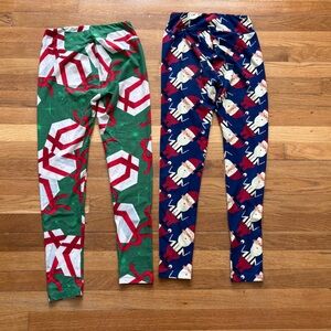 LuLaRoe Holiday Leggings Pair - Gift and Santa Christmas designs